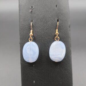 Copper Blue Lace Agate Stone Dangle Earrings A6540